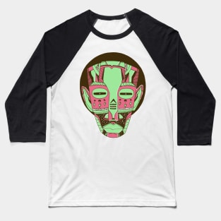 Pink Mint African Mask No 3 Baseball T-Shirt